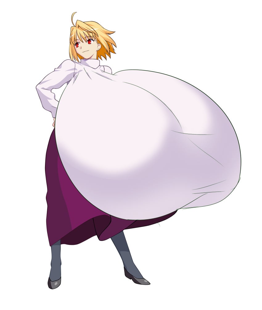 1girls arcueid_brunestud breasts_bigger_than_head breasts_bigger_than_torso edit edited_official_artwork enormous_breasts gigantic_breasts hand_on_hip hyper hyper_breasts massive_breasts skirt solo tsukihime type-moon