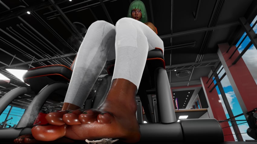 1boy 1boys 1girls 4k feet female femdom foot_fetish foot_lick foot_licking foot_worship from_below giantess green_hair gts gym macro macrophilia male micro purple_eyes size_difference sizemage sizeplay smell smelly smelly_feet soles stepped_on sweat sweatpants sweaty tan_body