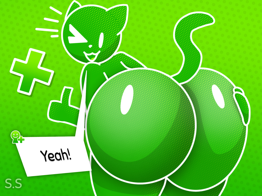 ass_grab big_ass big_butt cat_ears cat_tail fat_ass fat_butt furry looking_at_viewer looking_back miiverse nintendo sci-salandre simple_background thumbs_up wink winking_at_viewer yeah!_(miiverse)