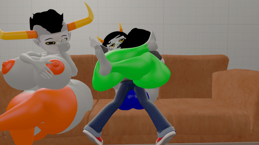 3d big_breasts big_penis homestuck kanaya_maryam penis rule_63 source_filmmaker tavros_nitram thick_thighs vriska_serket