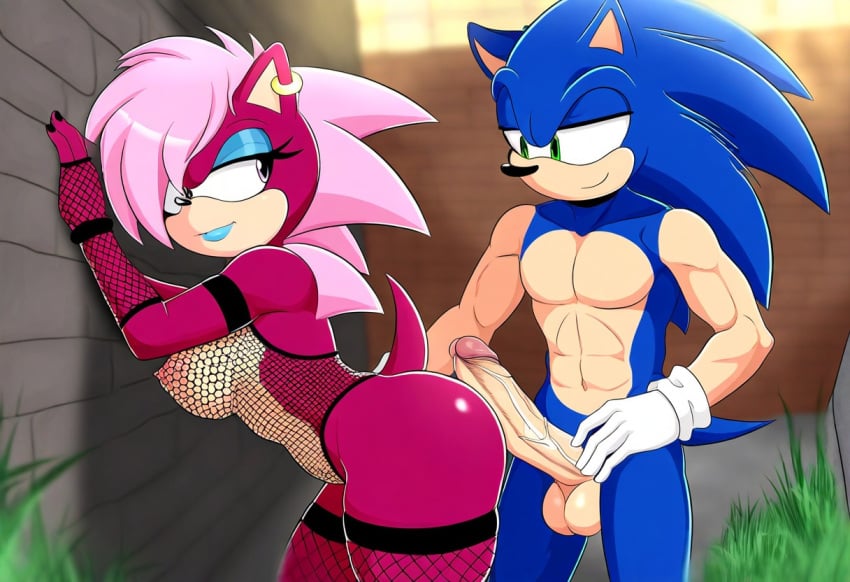 ai_generated anthro_on_anthro areola ass blue_body breasts eyeshadow female fishnet_legwear fishnet_stockings fishnet_thighhighs fishnets gold_jewelry green_eyes imminent_sex incest incest_(lore) magenta_fur male male/female penis pink_hair pink_nipples sex sonia_the_hedgehog sonic_(series) sonic_the_hedgehog sonic_the_hedgehog_(series) sonic_underground straight veiny_penis violet_body white_gloves