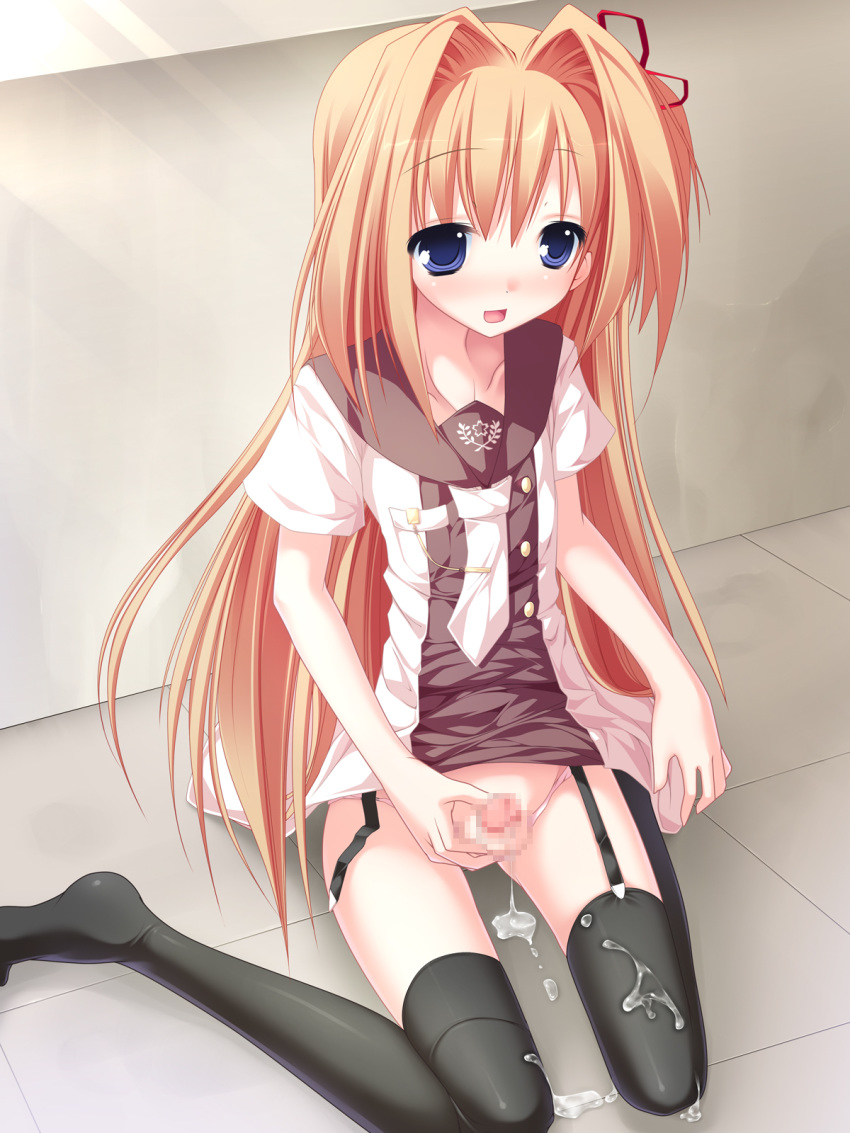 androgynous black_legwear blue_eyes blush bottomless bottomless_male censored crossdressing cum cum_on_ground cum_puddle cumdrip cumming daichinko_maraeru femboy femboy_focus feminine feminine_male girly hi_res high_resolution highres human human_only light-skinned_femboy light-skinned_male light_skin long_hair male male_focus male_only masturbation nao_(otosuki) necktie no_panties no_panties_under_dress ochinsama open_mouth otoko_no_ko otoko_no_ko_wa_meido_fuku_ga_osuki!? otokonoko penis ribbon solo solo_femboy solo_focus solo_male thighhighs trap very_long_hair