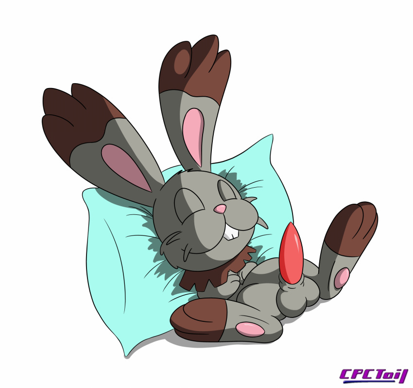 balls bunnelby cpctail fur lagomorph long_ears male male_only mammal nintendo penis plain_background pokemon rabbit solo video_games white_background