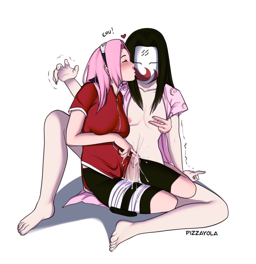 1boy 1boy1girl 1girls areolae barefoot bike_shorts black_hair blush climax closed_eyes clothed clothed_sex clothing crossdressing cum cum_on_clothes cumshot dress ejaculation erection feet female femboy femboy_on_female femdom finger_on_penis fully_clothed haku_(naruto) hand_on_chest headband kissing kissing_cheek legs_up long_hair male male/female malesub mask naruto naruto_(classic) naruto_(series) nipple_tweak nipples open_clothes open_shirt pale-skinned_female pale-skinned_male pale_skin penis pink_hair pink_nipples pizzayola revealing_clothes sakura_haruno sakura_haruno(genin) sex short_hair shorts sitting sitting_on_lap sitting_on_person straight thigh_sex thighs toes white_background