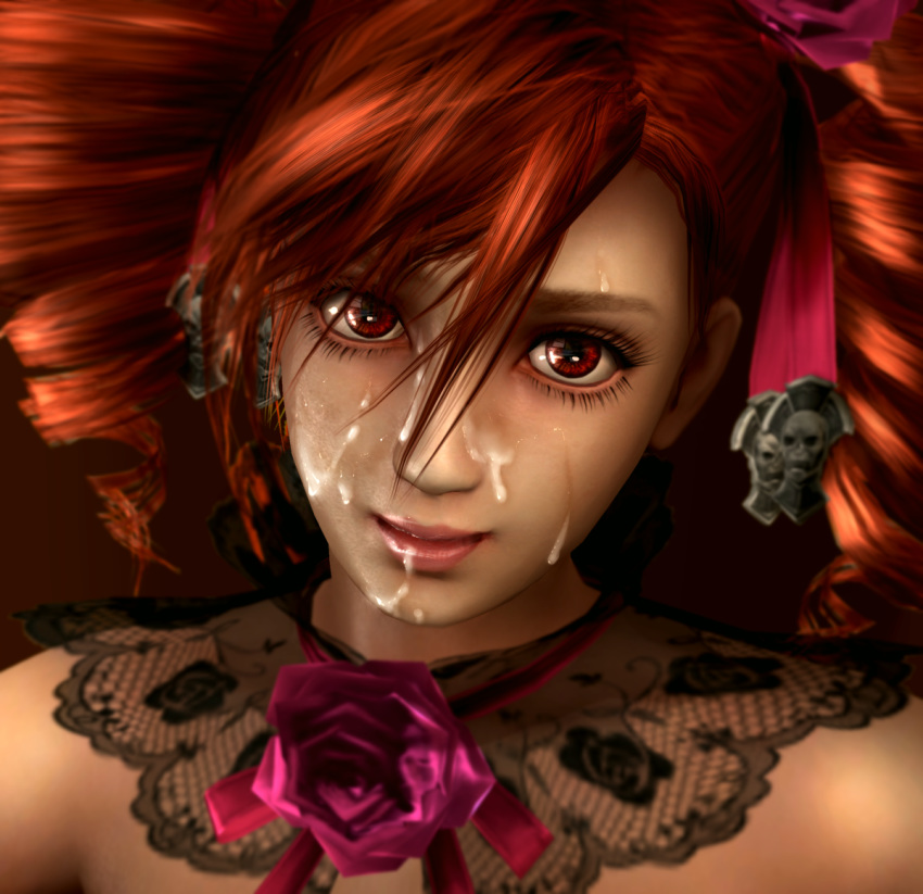 3d amy_sorel bare_shoulders cum drill_hair female gothic_lolita mrstranger red_eyes smile soul_calibur