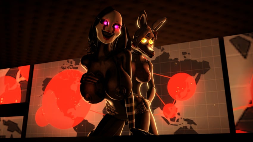 3d animatronic big_breasts black_body black_hair black_sclera breasts canine female five_nights_at_freddy's five_nights_at_freddy's_2 fox hair humanoid looking_back machine mammal mangle_(disembowell) mangle_(fnaf) map marionette_(fnaf) mask mechanical pink_eyes puppet_(disembowell) puppet_(fnaf) robot source_filmmaker team_fortress team_fortress_2 uwotinfokm8 white_body yellow_eyes yuri