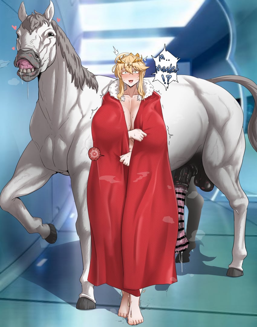 1girls 1horse artoria_pendragon artoria_pendragon_(lancer) big_balls big_breasts big_penis blonde_hair blue_eyes blush blush cheating covering cum dripping_cum english_text equine equine_genitalia equine_penis european_female exabyte exabyte_(parallax05) fate/grand_order fate_(series) gold_jewelry heart heart_symbol horse horse_penis horsecock horsecock_on_humanoid huge_balls impregnation intersex interspecies kiss_mark large_breasts large_penis light-skinned_female netorare ntr ovum ovum_with_heart parallax05 saliva saliva_trail short_hair steam text voluptuous voluptuous_female xray_view