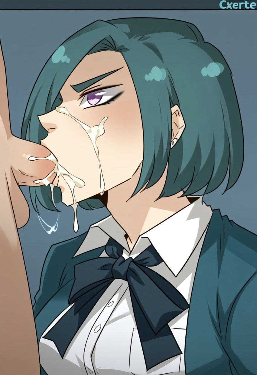 ai_generated blowjob cecile_(unordinary) ceremon_vaughan cum_in_mouth cum_on_face cumshot fellatio oral oral_penetration oral_sex sucking sucking_penis unordinary webtoon webtoon_waifu