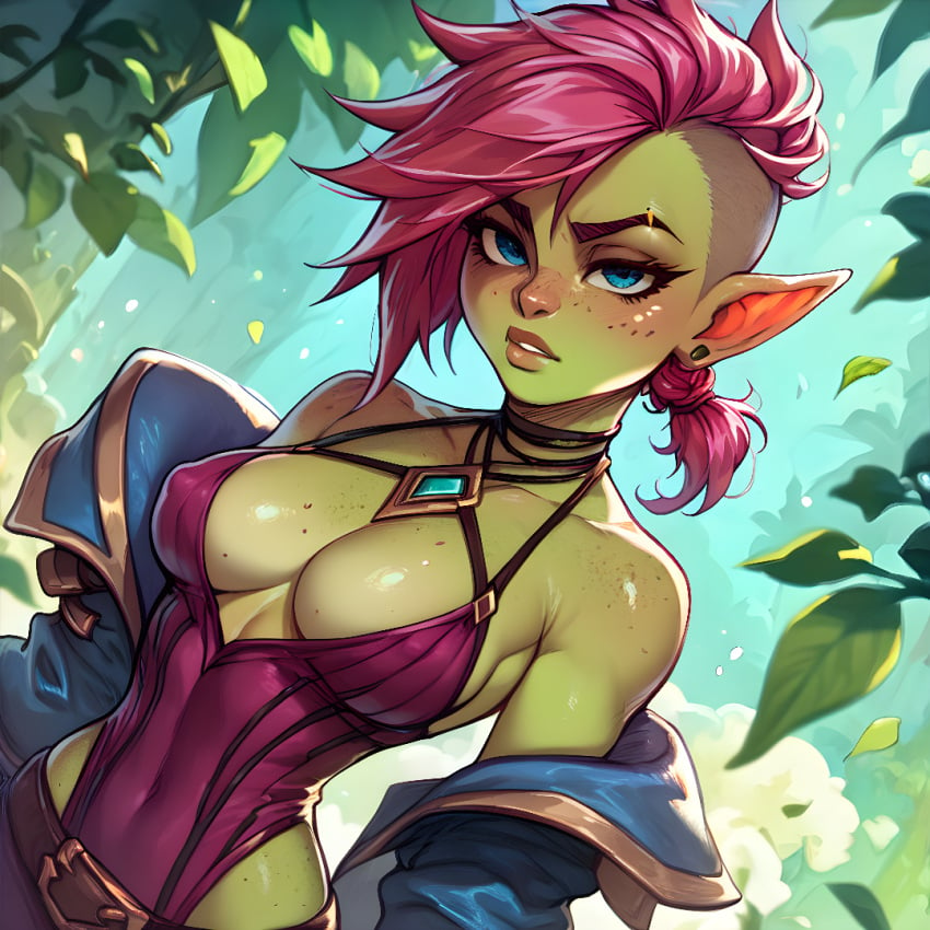 1girls ai_generated breasts goblin goblin_female league_of_legends monster monster_girl punk_girl spicy_goblins tagme tomboy vi_(league_of_legends)