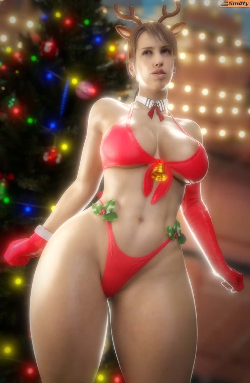 3d bikini bikini_bottom bikini_top blender_(software) christmas large_breasts metal_gear_solid quiet_(metal_gear) smitty34 thick_thighs voluptuous voluptuous_female