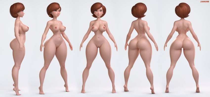 1girls 3d areolae ass barefoot breasts brown_hair completely_nude completely_nude_female elastigirl female female_only full_body helen_parr naked naked_female nipples nude nude_female pixar short_hair solo solo_female the_incredibles zaknimb