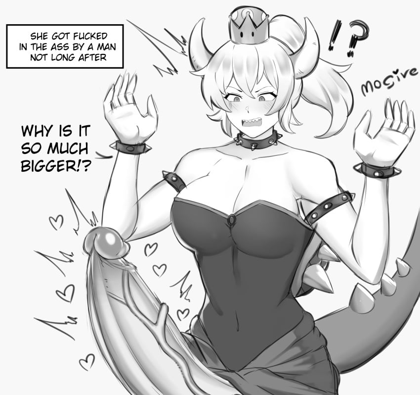 1futa balls big_penis bottomless bowsette breasts clothed clothing erection futa_only futanari huge_breasts huge_cock human hung_bottom mario_(series) mogire mostly_clothed nintendo penis sketch solo