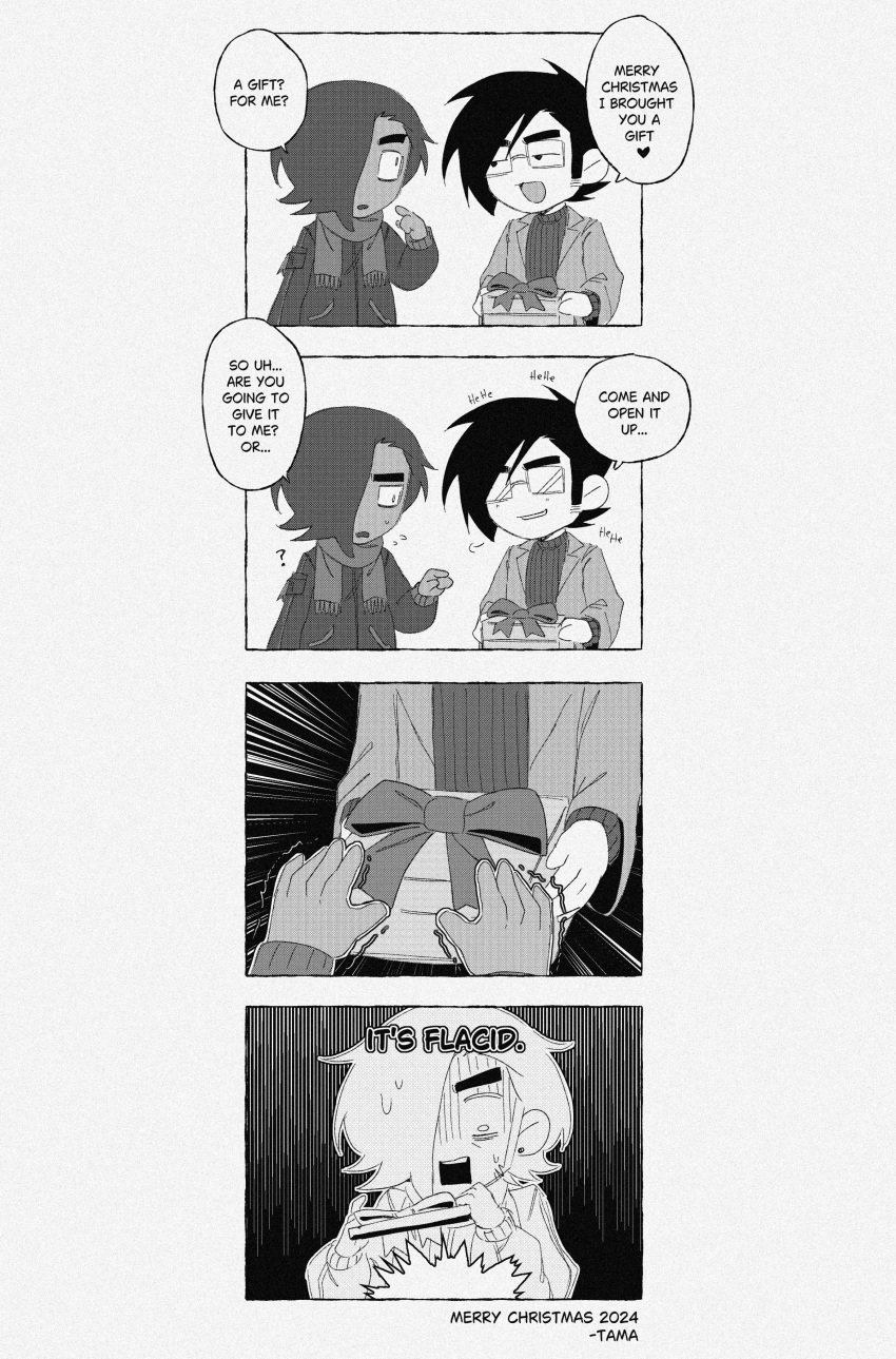 4koma christmas existenc3 flacid gay gideon_gordon_graves male male_only matthew_patel present_box scott_pilgrim scott_pilgrim_takes_off suggestive suggestive_dialogue yaoi