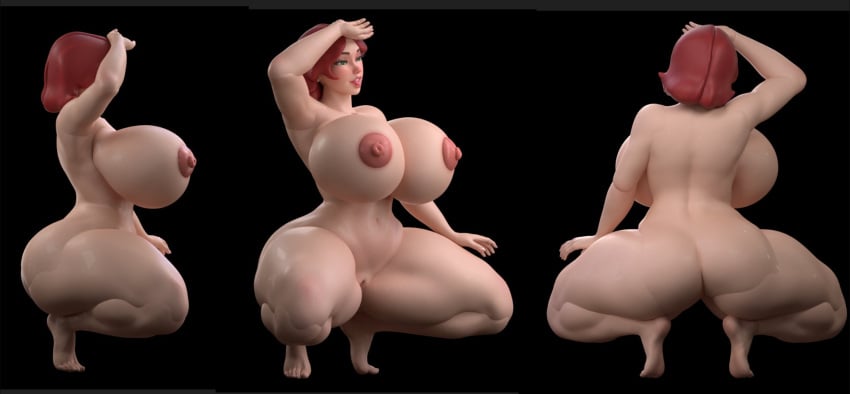 1girls 3d 3d_(artwork) areolae ass barefoot big_ass bishoujomom_(juliette_michele) breasts completely_nude completely_nude_female female female_only full_body huge_breasts naked naked_female nipples nude nude_female solo solo_female squatting zaknimb