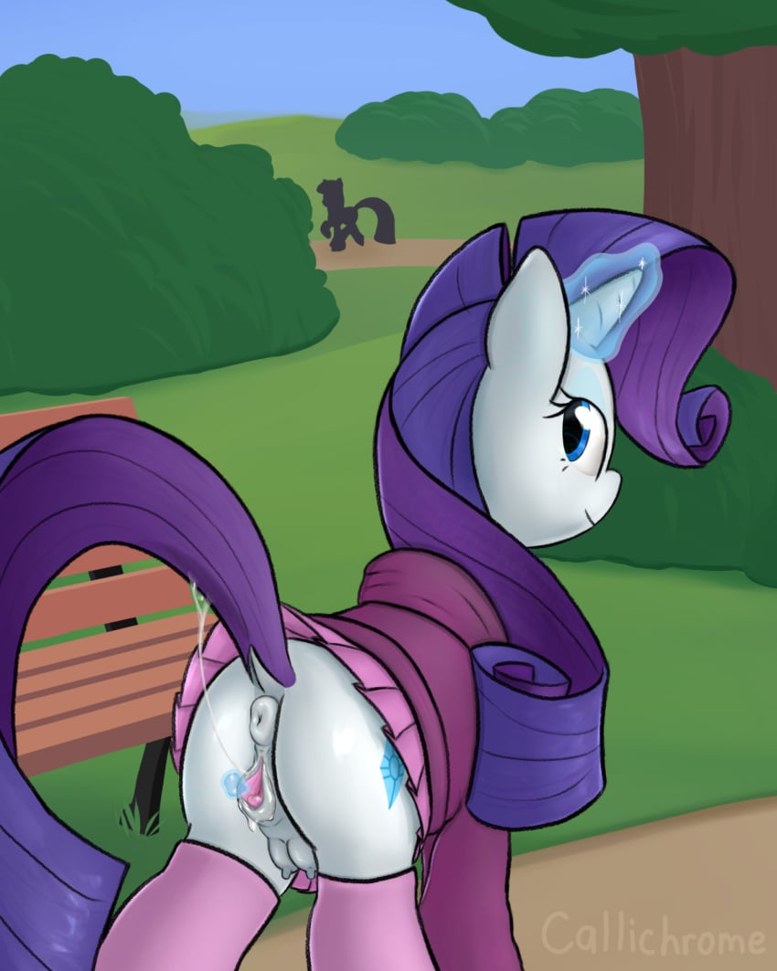 anatomically_correct anatomically_correct_anus anatomically_correct_genitalia anatomically_correct_pussy animal_genitalia animal_pussy anus bottomwear callichrome clitoral_winking clitoris clothing equid equine equine_anus equine_genitalia equine_pussy female feral friendship_is_magic genitals hasbro hi_res hoodie horn legwear looking_at_viewer mammal my_little_pony mythological_creature mythological_equine mythology nipples outside public public_exposure puffy_anus pussy rarity_(mlp) skirt smile spread_pussy spreading stockings teats topwear unicorn