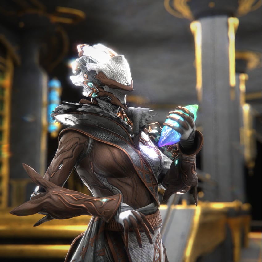 3d big_breasts breasts cleavage female protea_(warframe) qzk_forte warframe