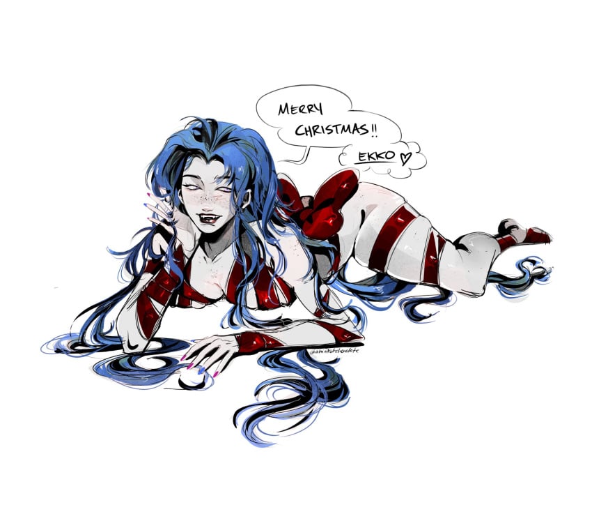 arcane arcane_ekko arcane_jinx breasts christmas ekko jinx jinx_(league_of_legends)