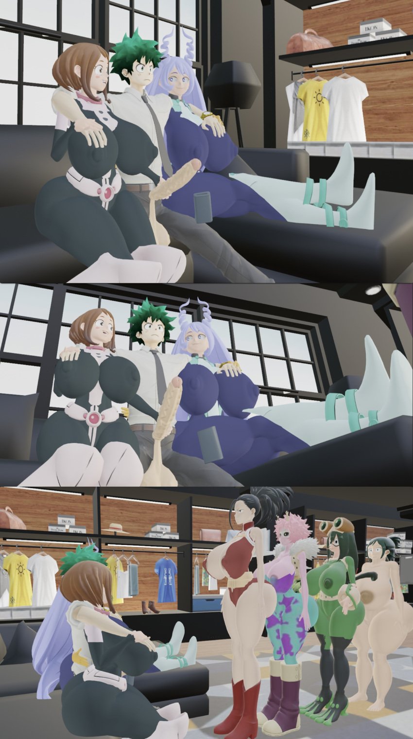 1boys 3d 3d_model 6girls ass big_ass big_breasts big_butt big_nipples big_penis breasts bubble_ass bubble_butt creati curvy_figure deku froppy harem inko_midoriya izuku_midoriya male mina_ashido momo_yaoyorozu my_hero_academia nejire_hado ochako_uraraka penis pinky sitting stud tsuyu_asui uravity voluptuous