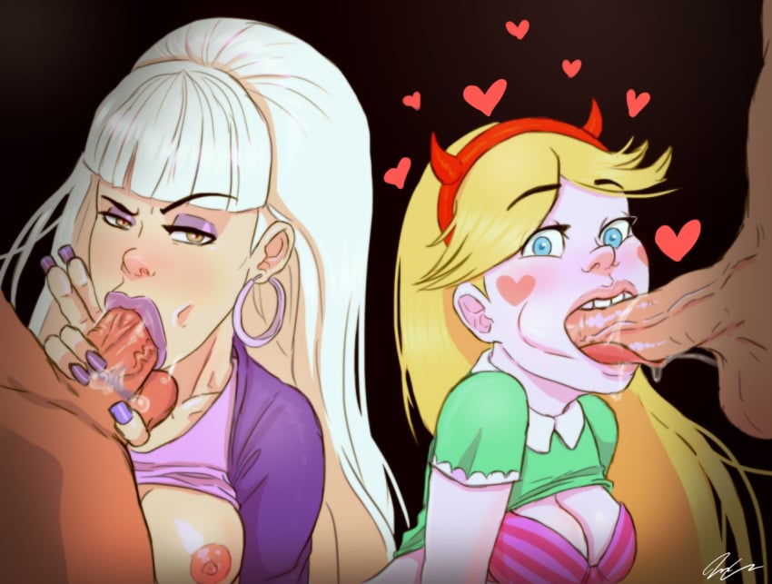 2boys 2girls big_lips big_penis bimbo blonde_hair blue_eyes bouffant bra breasts cleavage crossover disney disney_channel disney_xd erection eyeshadow fellatio female gold_eyes gravity_falls handjob heart hoop_earrings horns human lipstick lipstick_mark lipstick_on_penis lipstick_ring long_hair looking_at_viewer male multiple_boys multiple_girls nail_polish nipples no_bra nude oral oral_sex pacifica_northwest partial_male penis pumpkinsinclair purple_lipstick shirt shirt_lift smooth_skin star_butterfly star_vs_the_forces_of_evil straight striped_bra testicles uncensored veins veiny_penis white_female