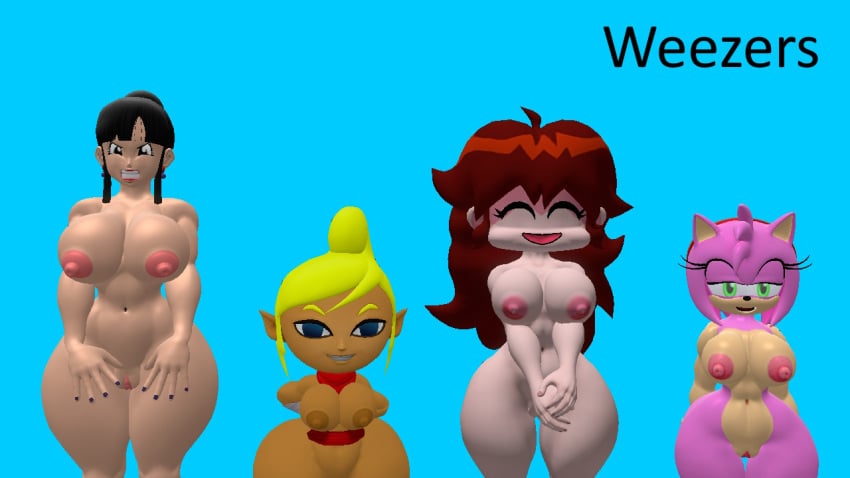 3d 3d_(artwork) 4girls amy_rose areolae big_breasts breasts chichi completely_nude completely_nude_female dragon_ball female female_only friday_night_funkin girlfriend_(friday_night_funkin) gorepixel meme naked naked_female nipples nude nude_female pussy sonic_(series) sonic_the_hedgehog_(series) tetra the_legend_of_zelda weezer weezer_(blue_album) wind_waker