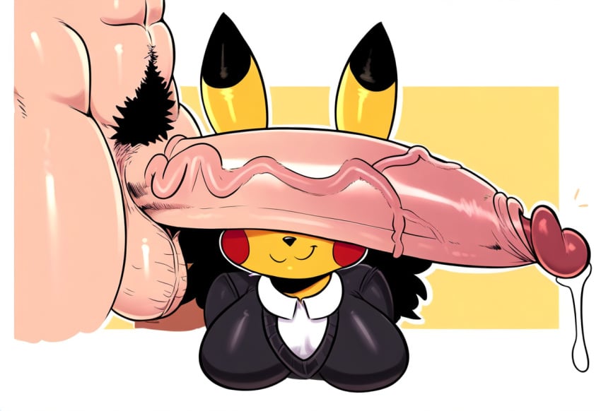 1boy 1boy1girl 1girls ai_generated big_breasts cant_see_the_haters duo female furry game_freak huge_cock human_on_anthro meme mullon nintendo novelai penis penis_covering_eyes penis_over_eyes pikachu pokemon pokemon_(species) pokephilia straight