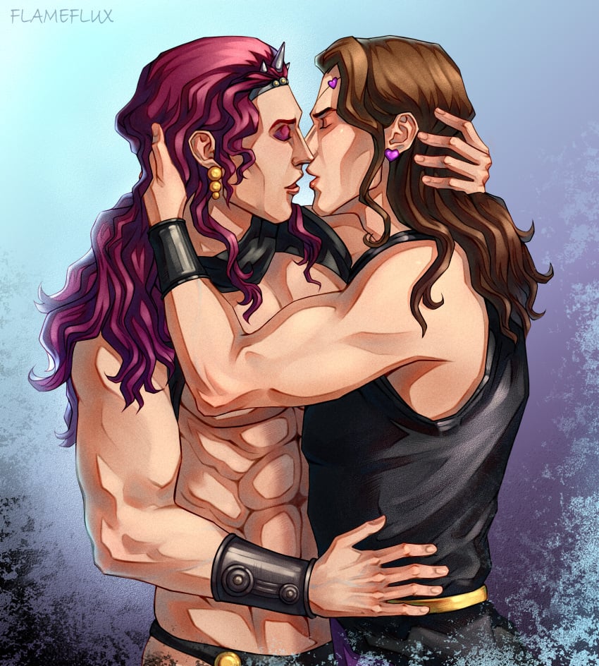 battle_tendency gay hair jojo's_bizarre_adventure jojo_reference kars kissing long_hair love muscles stardust_crusaders vanilla_ice yaoi