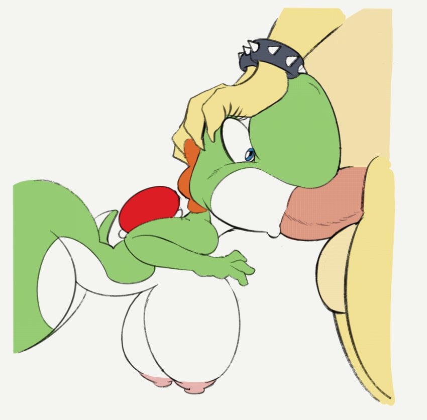 1boy 1girls animated anthro areola balls big_breasts biped bouncing_breasts bowser breasts duo eyelashes fellatio female female_penetrated furry furry_only genitals green_body green_yoshi hi_res koopa male male/female male_penetrating male_penetrating_female mario_(series) nintendo nipples nude oral penetration penile penile_penetration penis pupils scalie seiiartworks sex side_view simple_background straight straight_sex thick_thighs white_background white_body yellow_body yoshi