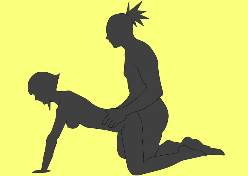 female human hyuuga_hinata monochrome nara_shikamaru naruto naruto_(classic) post shadow shika-hina short_hair
