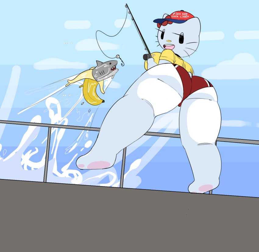 fishing hello_kitty hello_kitty_(character) hello_kitty_(series) kitty_white naked sanrio savagensfw tagme