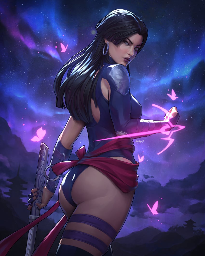 1girls ass ass_cleavage ass_focus big_ass dalejomej dat_ass female female_only marvel marvel_rivals psylocke psylocke_(marvel_rivals) thick_thighs tight_clothing vengeance_psylocke