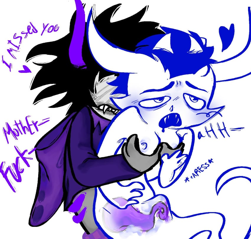 2boys alien alien_humanoid aradidnt black_hair clothed clothed_male clown clown_boy clown_makeup color colored colored_skin cuckkat dialogue fondling_breast gamzee_makara gay ghost grey_skin homestuck homestuck_sprite homestuck_sprites homestuck_troll horn horns humanoid humanoid_alien juggalo long_horns male male_focus male_only nude nude_male nudity scar scars short_hair short_hair_male small_boobs small_breasts tavros_nitram tentabulge tentacle_penis text troll yaoi