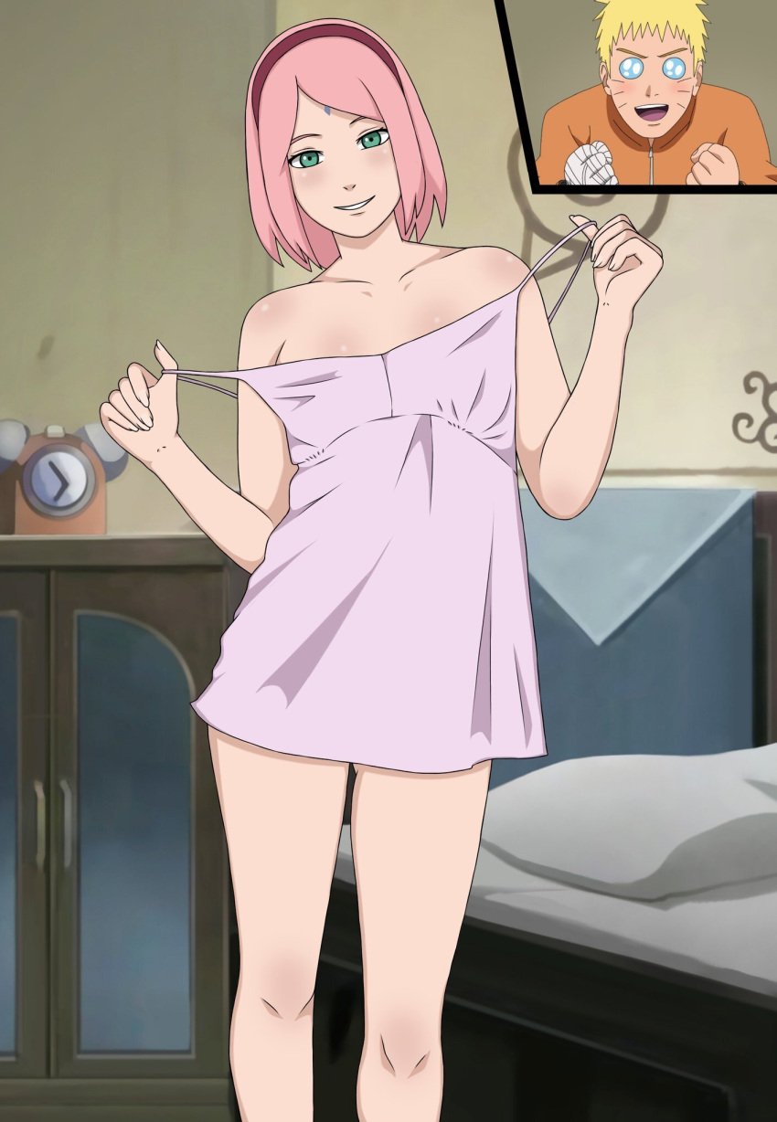 1boy 1girls 2d babydoll before_sex blush boruto:_naruto_next_generations cheating cheating_husband cheating_wife chemise female female_focus full_color green_eyes headband human inviting_to_sex jack_.mery lingerie lingerie_only male milf naruto naruto_room netorare ntr pink_hair sakura_haruno seducing small_breasts smile solo solo_female solo_focus undressing upper_body uzumaki_naruto