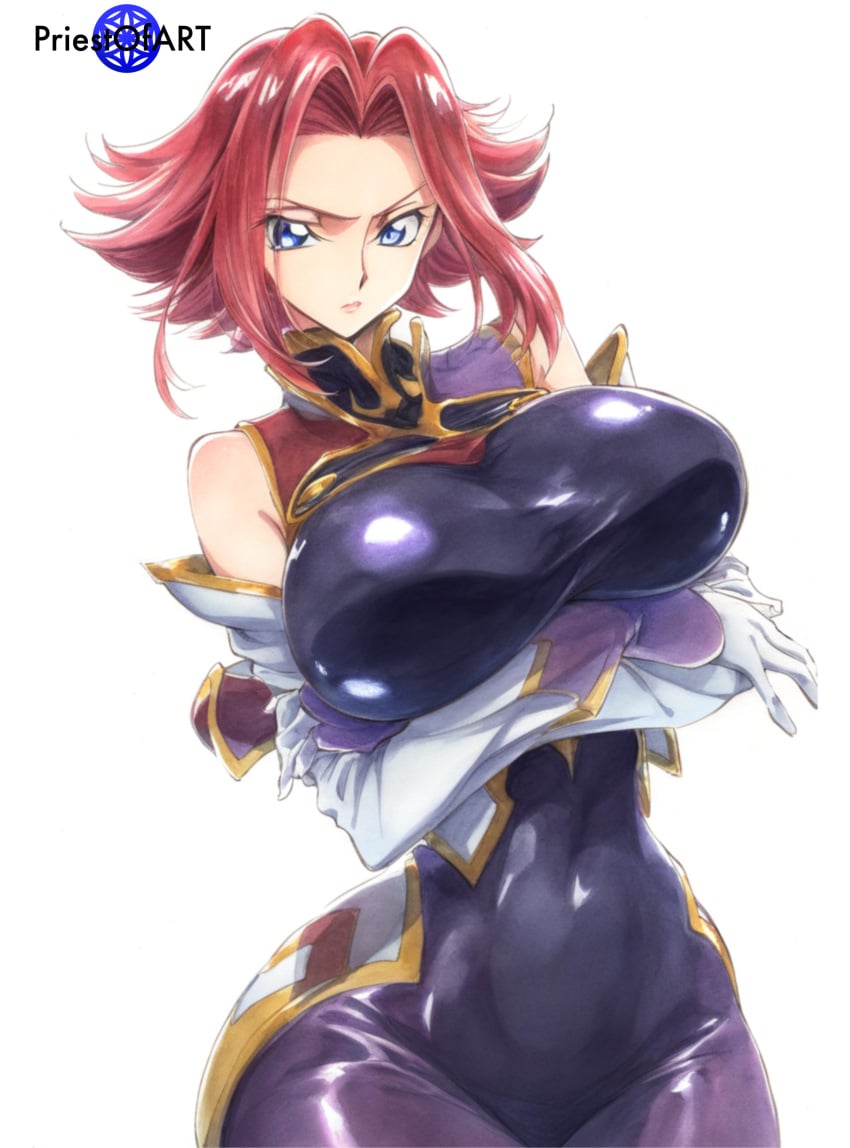 1girls ai_generated bare_shoulders big_breasts blue_eyes busty code_geass color crossed_arms female female_focus female_only huge_breasts kallen_stadtfeld large_breasts priestofart red_hair short_hair simple_background solo solo_female solo_focus tagme tagme_(artist) tagme_(character) thin_waist white_background wide_hips