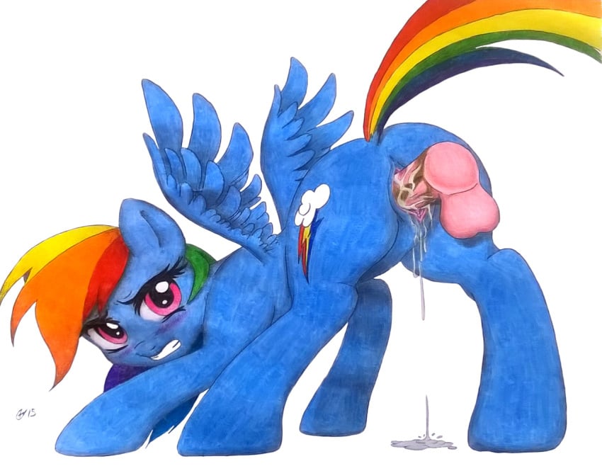 2015 ass balls blush charlescaw cum cum_in_pussy cum_inside cutie_mark disembodied_penis duo equine female feral friendship_is_magic hair looking_at_viewer male mammal multicolored_hair my_little_pony pegasus penetration penis plain_background pussy rainbow_dash_(mlp) rainbow_hair solo_focus straight vaginal_penetration white_background wings