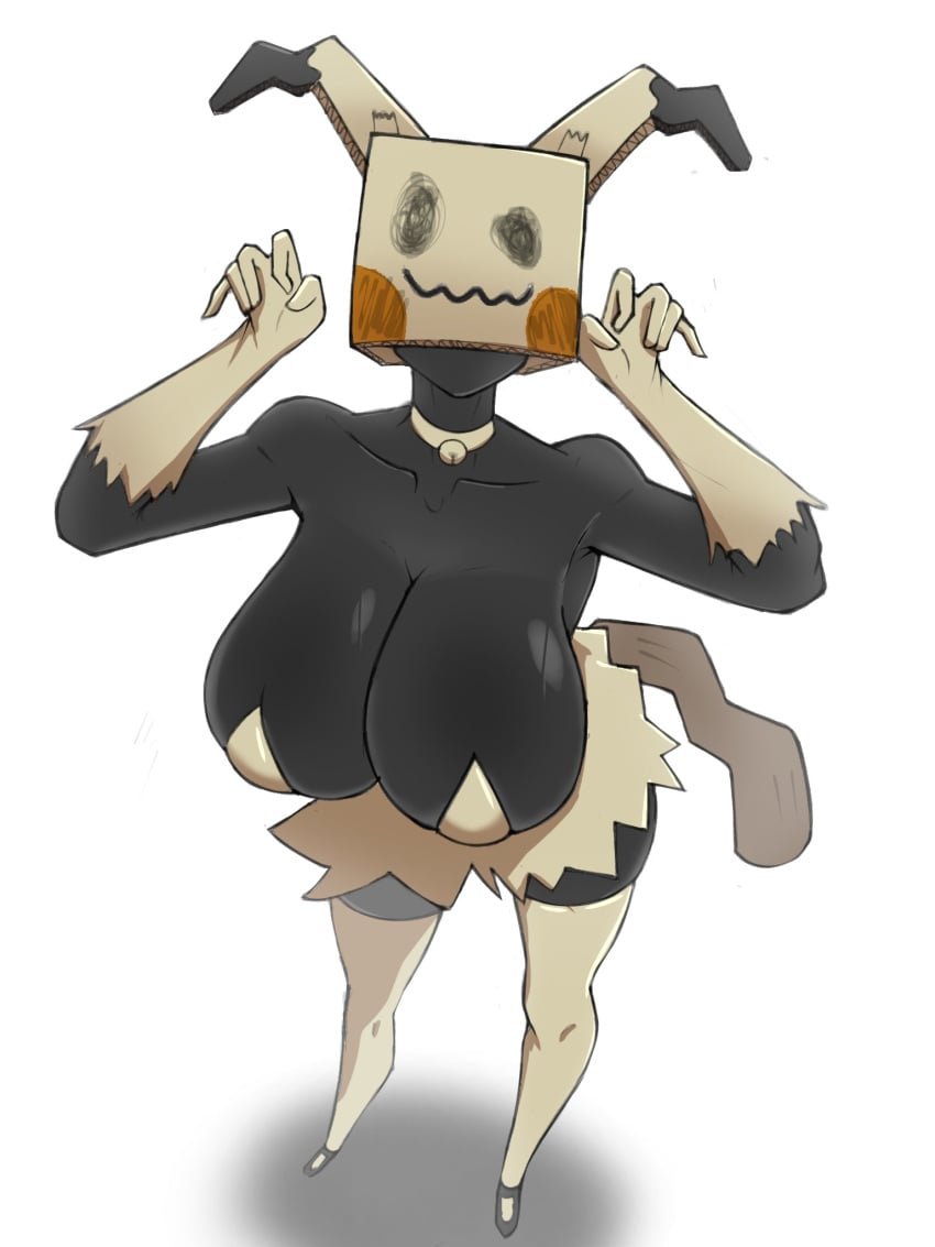 big_breasts black_skin cosplay humanized_pokemon megamor mimikyu pokemon