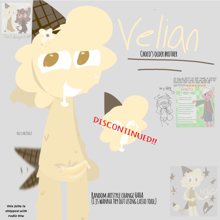 cutupaper2 dandy's_world ice_cream ice_cream_cone melting non-human oc original_character pubic_hair shy shy_smile solo_male tail tailwag velian_(freak4finndw)