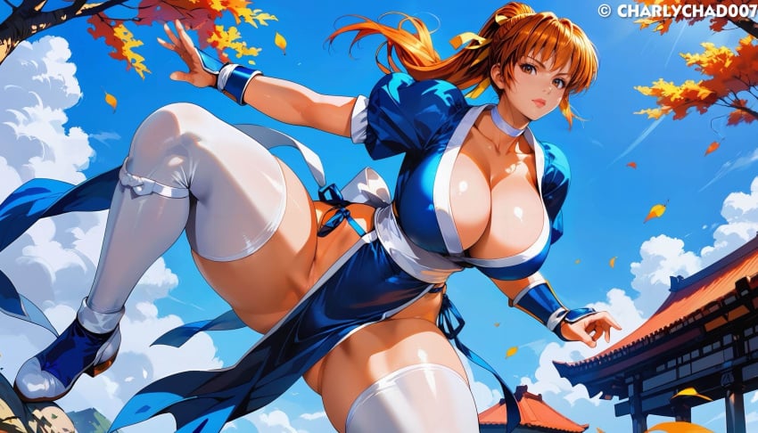 ai_generated big_breasts charlychad007 dead_or_alive kasumi_(doa) thick_thighs wide_hips