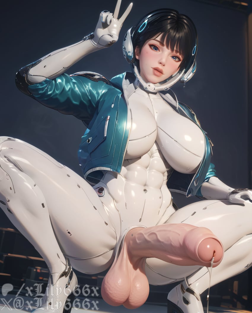 1futanari 2d 4k abs ai_generated areolae bangs black_hair blue_eyes blush bodysuit breasts clothing covered_navel erection female footwear foreskin futa_only futanari headgear high_heels huge_cock jacket large_breasts large_penis large_testicles light_skin looking_at_viewer multicolored_bodysuit nipples pale_skin partially_retracted_foreskin peace_sign penis pony_diffusion_xl precum short_hair skin_tight solo space_helmet spacesuit spread_legs squatting testicles the_first_descendant thick_thighs thighs valby_(the_first_descendant) valby_[sephy_imo] veins veiny_penis white_bodysuit xlily666x