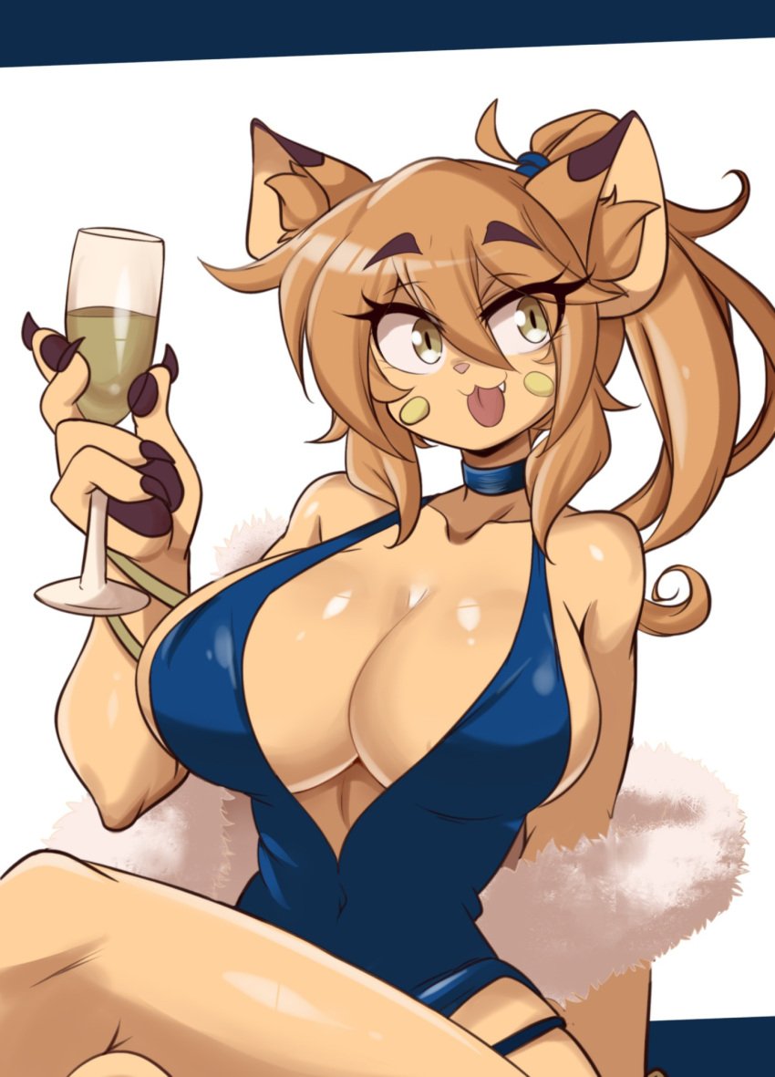 big_breasts breasts cleavage female furry goya_(lucyfercomic) huge_breasts lucyfercomic tagme thick_thighs wide_hips