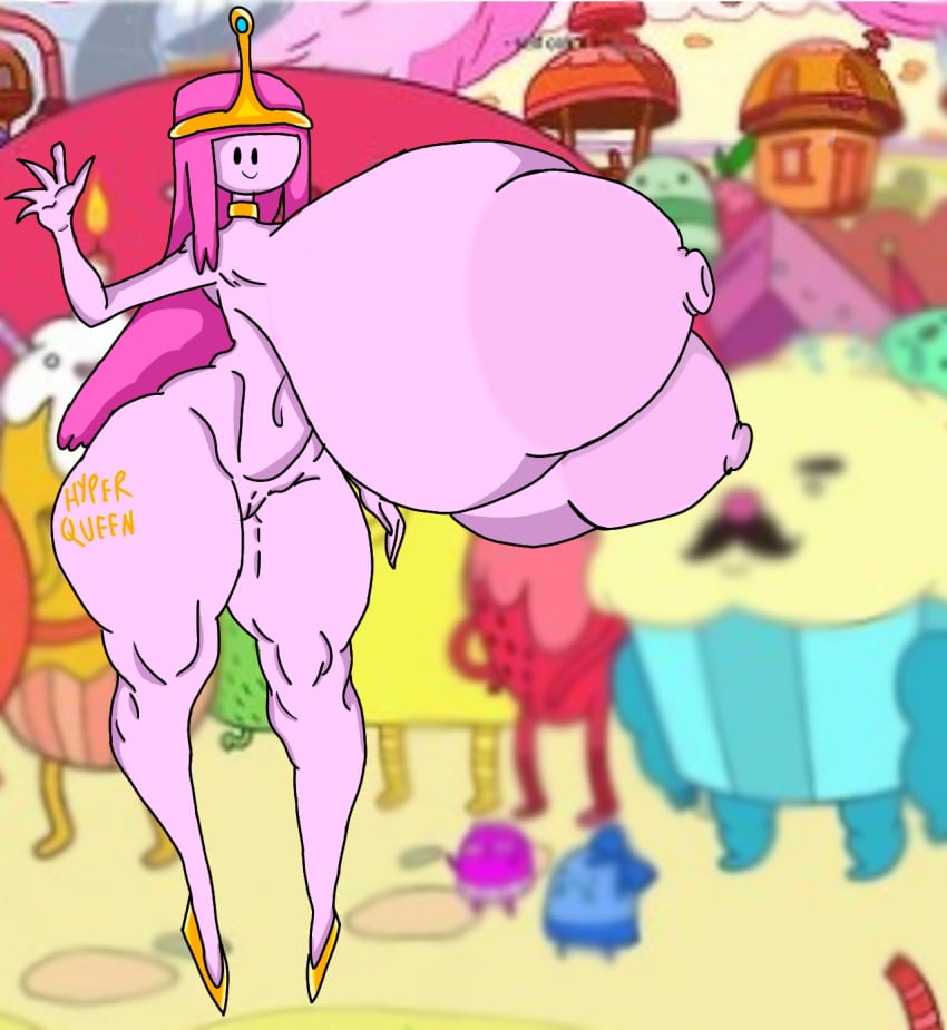 adventure_time cartoon cartoon_network colored gold gold_bracelet hyper hyper_breasts massive_breasts massive_thighs pink_hair pink_skin princess princess_bubblegum shrumblegumble tattoo