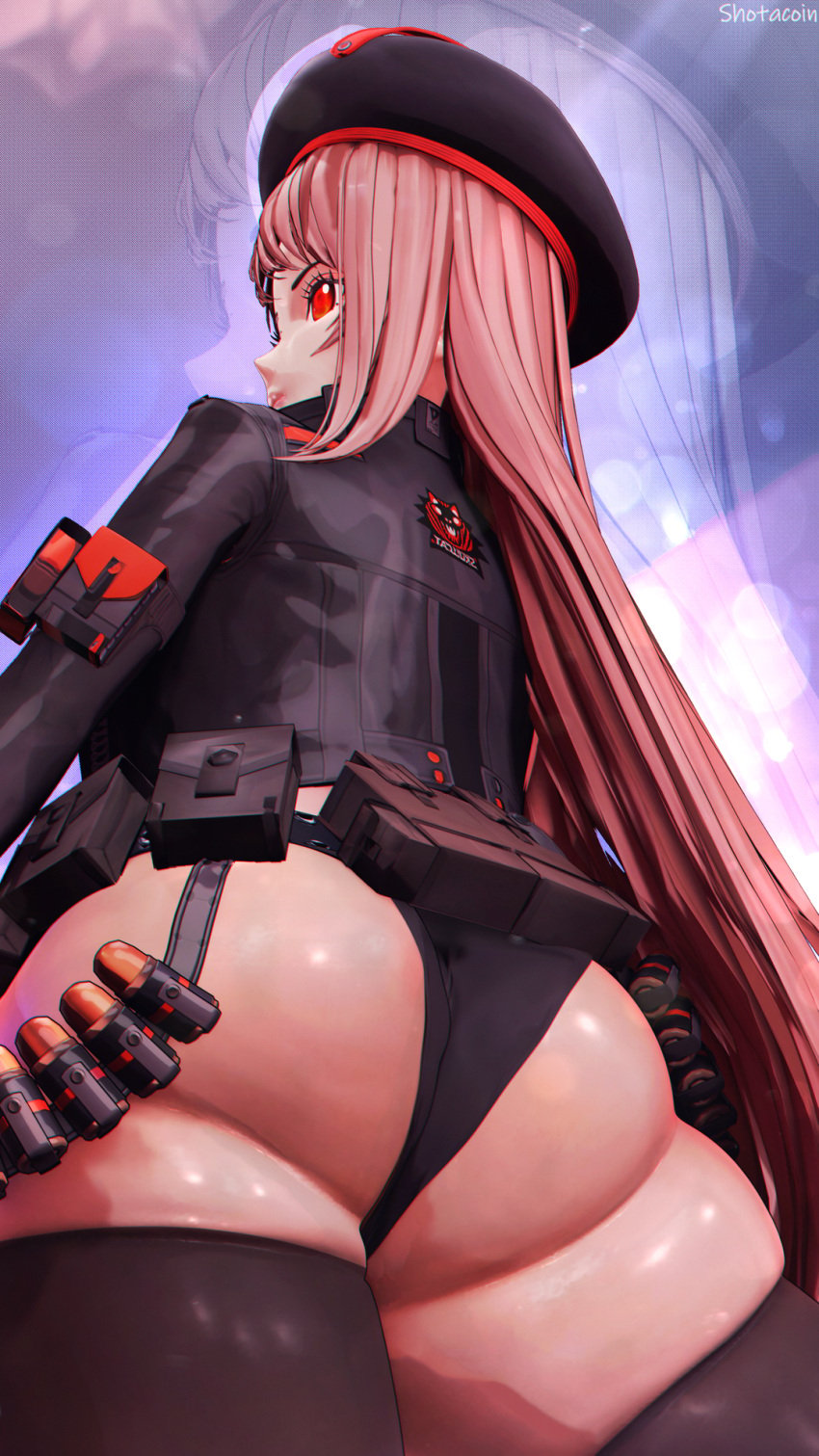 ass ass from_below game_character goddess_of_victory:_nikke juicy_butt long_hair rapi_(nikke) red_eyes stockings thick_thighs