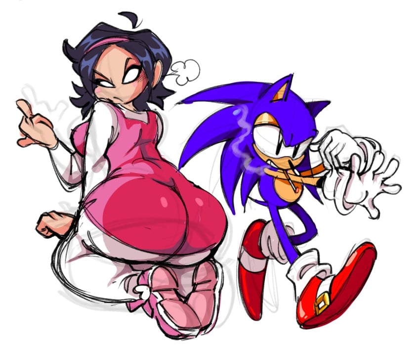 1boy 1girls 2d 2d_(artwork) 2d_artwork animation_sensation ass_focus big_ass big_butt facing_viewer female female_focus friday_night_funkin male nene_(newgrounds) simple_background sonic_(series) sonic_the_hedgehog sonic_the_hedgehog_(series) tagme thick_thighs white_background