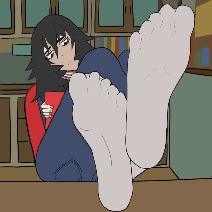 anya_(mouthwashing) black_hair cute feet foot_fetish foot_focus socks socks_only soles