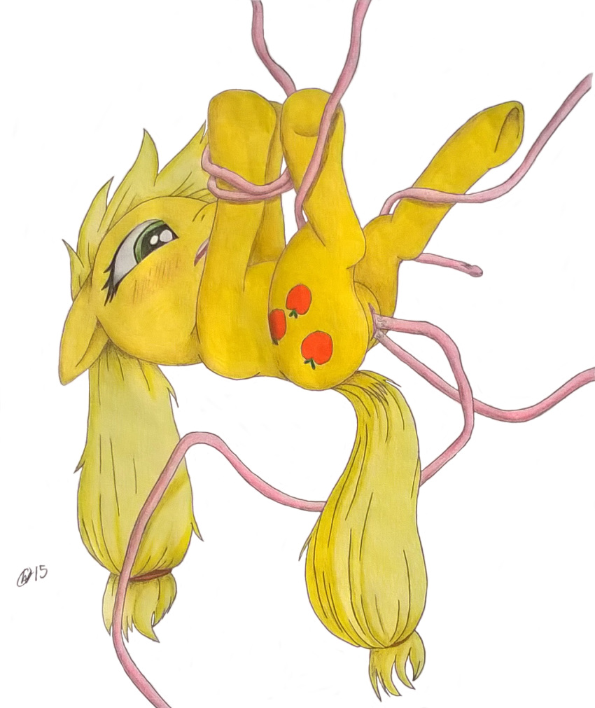 applejack_(mlp) charlescaw forced friendship_is_magic my_little_pony pussy rape smooth_skin tentacle traditional_media_(artwork)