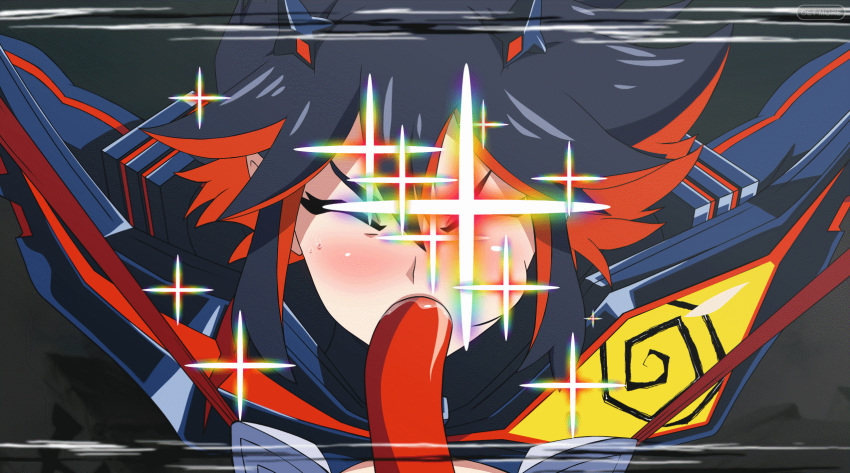 animated bondage breasts captured cum cum_in_mouth cum_overflow defeated excessive_cum fellatio female kill_la_kill matoi_ryuuko oral rape restrained senketsu tentacle tomboy tongue zone