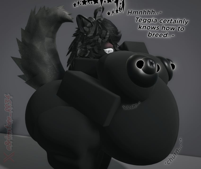 3d asra_(brimstone_rr34) ass belly big_ass big_belly big_breasts big_breasts big_breasts black_areola black_crown black_fur black_hair black_nipples black_skin black_tail blush breasts breasts breasts brimstone_rr34 cat_ears crown dialogue floating_crown fluffy_tail grin huge_boobs huge_breasts huge_breasts kemonomimi logo long_hair nipple_piercing piercing pregnant pregnant_belly pregnant_female roblox stomach_noises tail text thick_thighs thighs watermark