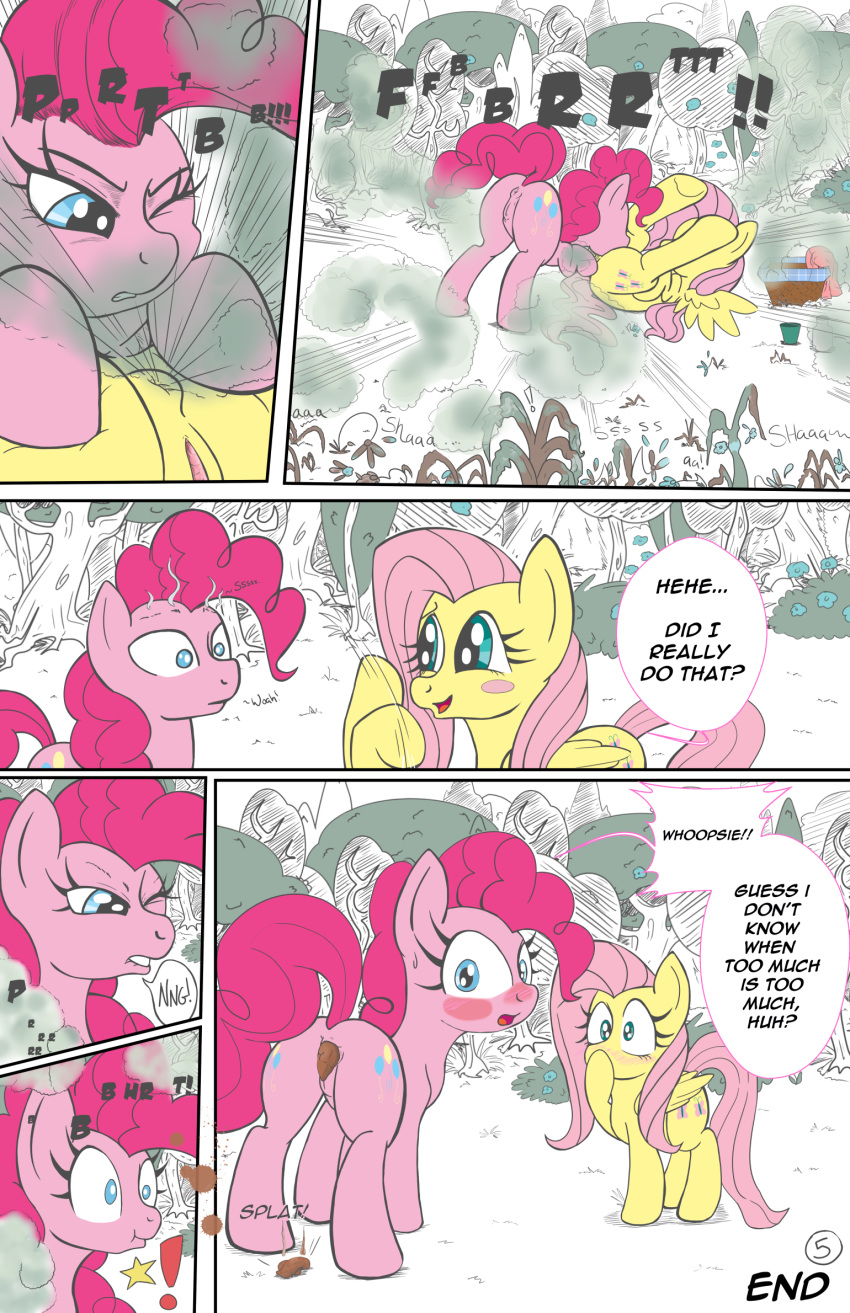 ! anus blanket blush bottle cup cutie_mark death english_text equine eyelashes fart feces flower fluttershy_(mlp) friendship_is_magic gassipon kyokimute mammal my_little_pony pegasus picnic_basket pinkie_pie_(mlp) plant pussy scat text tree wilting wilting_flowers wilting_plants wings