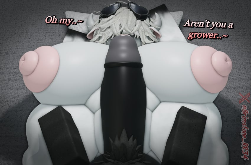 3d ass bbw belly big_ass big_breasts big_butt big_penis black_hooves black_penis breast_growth breasts brimstone_rr34 cow_ears cow_horns dialogue fat_belly goggles_on_head growth hands_up huge_boobs huge_breasts humanoid_penis logo lying_down lying_on_back maggie_(brimstone_rr34) penis penis_growth penis_on_pussy piercing pink_areola pink_nipples pov pov_male pubic_hair roblox snout snout_piercing spread_legs spreading_legs text thick_thighs thighs watermark white_fur white_hair