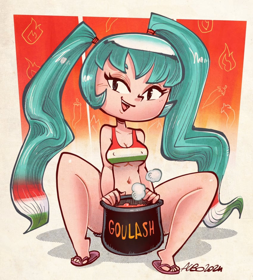 1girls albo bottomless breasts female hatsune_miku hungary latin_american_hatsune_miku_(meme) tagme tanktop vocaloid