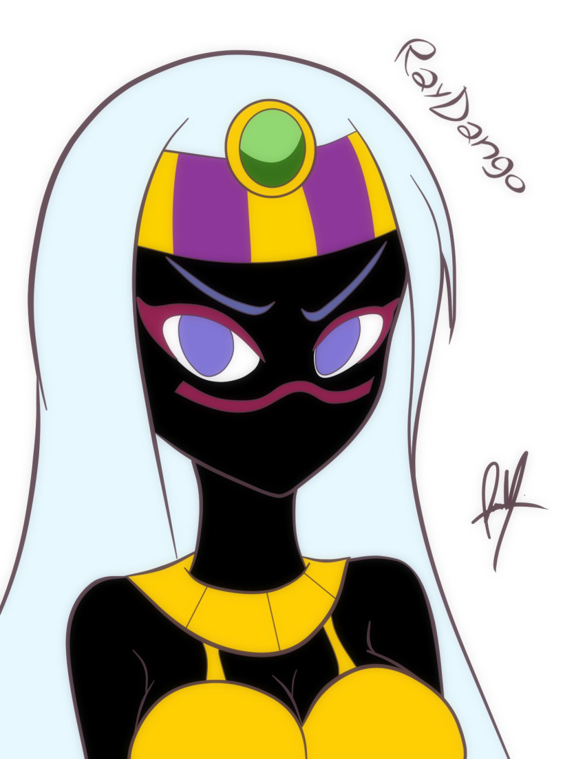 alien alien_girl alien_humanoid black_body crown duck_dodgers female female_focus female_only golden_bikini_top looney_tunes martian martian_(duck_dodgers) queen_tyr'ahnee raydango warner_brothers white_hair